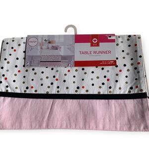 NWT Target Table Runner Cotton Stripes Polka Dot Pink White Black Valentines